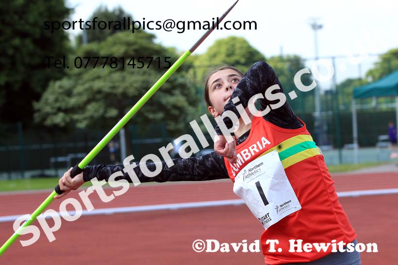 Girls Under-15s Javelin, 2022 Northern Inter Counties U17s and U15s Track and Field, York, Thursday, June 2nd. Photo: David T. Hewitson/Sports for All Pics